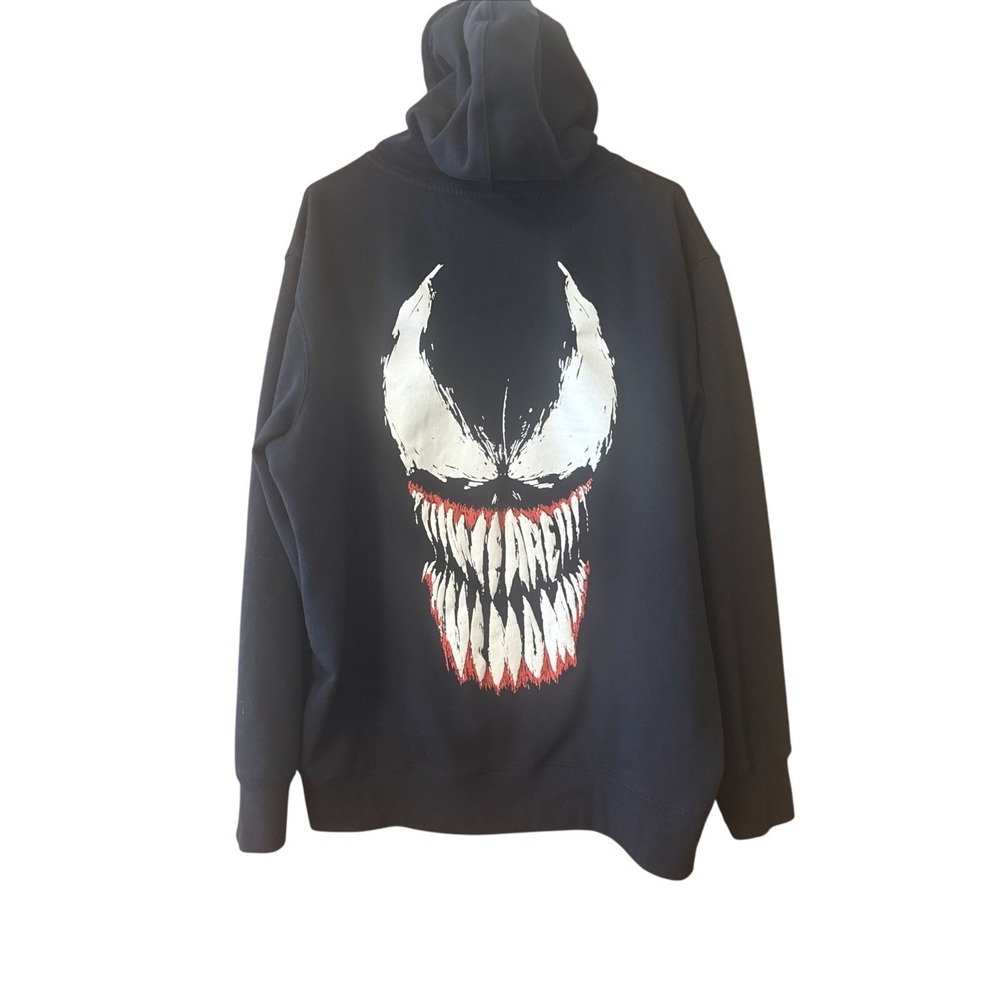 Marvel Venom XL Black Graphic Pullover Hoodie FC Mask Face Comic Sweatshirt - Picture 8 of 8